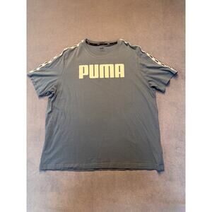 PUMA Womens Size XXL Blue/White Cotton Micro Tape Logo Short Sleeve T-Shirt